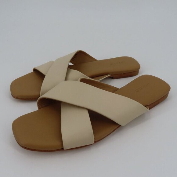 Nisolo 9.5 Women CATALINA Slide Sandals 202308 Solid Beige Strappy Leather Shoes - Picture 12 of 13
